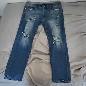 Fashion Nova Men's Distressed Skinny Jeans in Blue